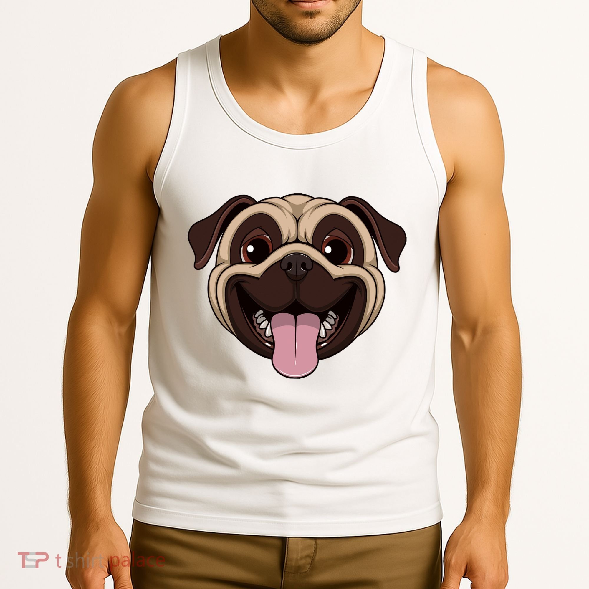 Happy Pug Funny Tongue Tank Top