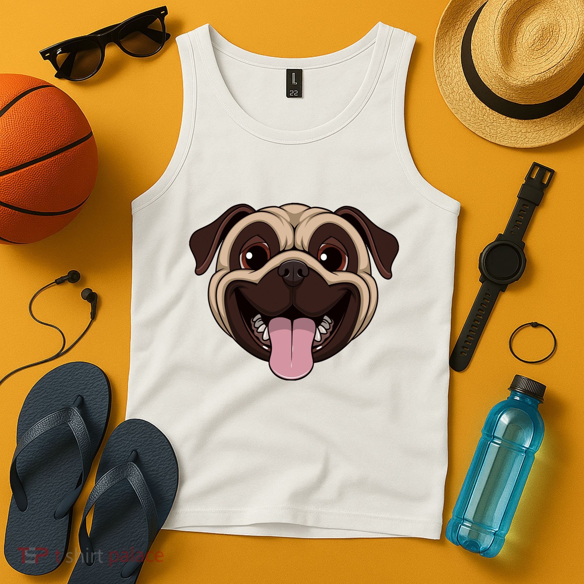 Happy Pug Funny Tongue Tank Top