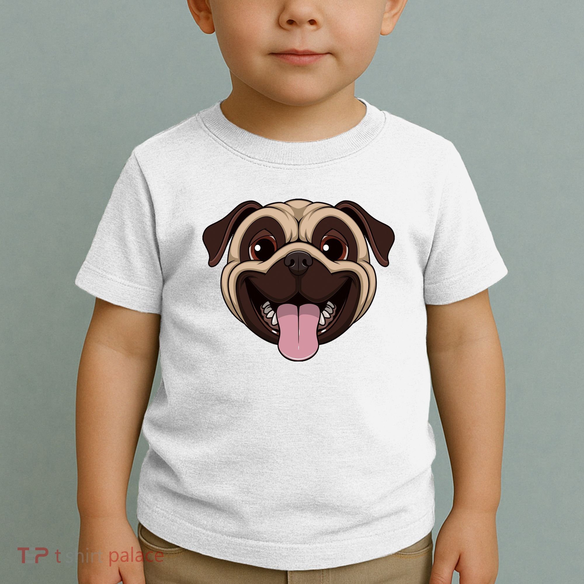Happy Pug Funny Tongue Toddler T-Shirt
