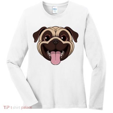 Happy Pug Funny Tongue Women's Long Sleeve Shirt