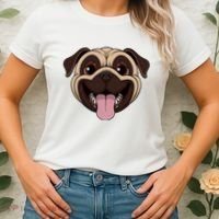 Happy Pug Funny Tongue Women's T-Shirt thumb 2