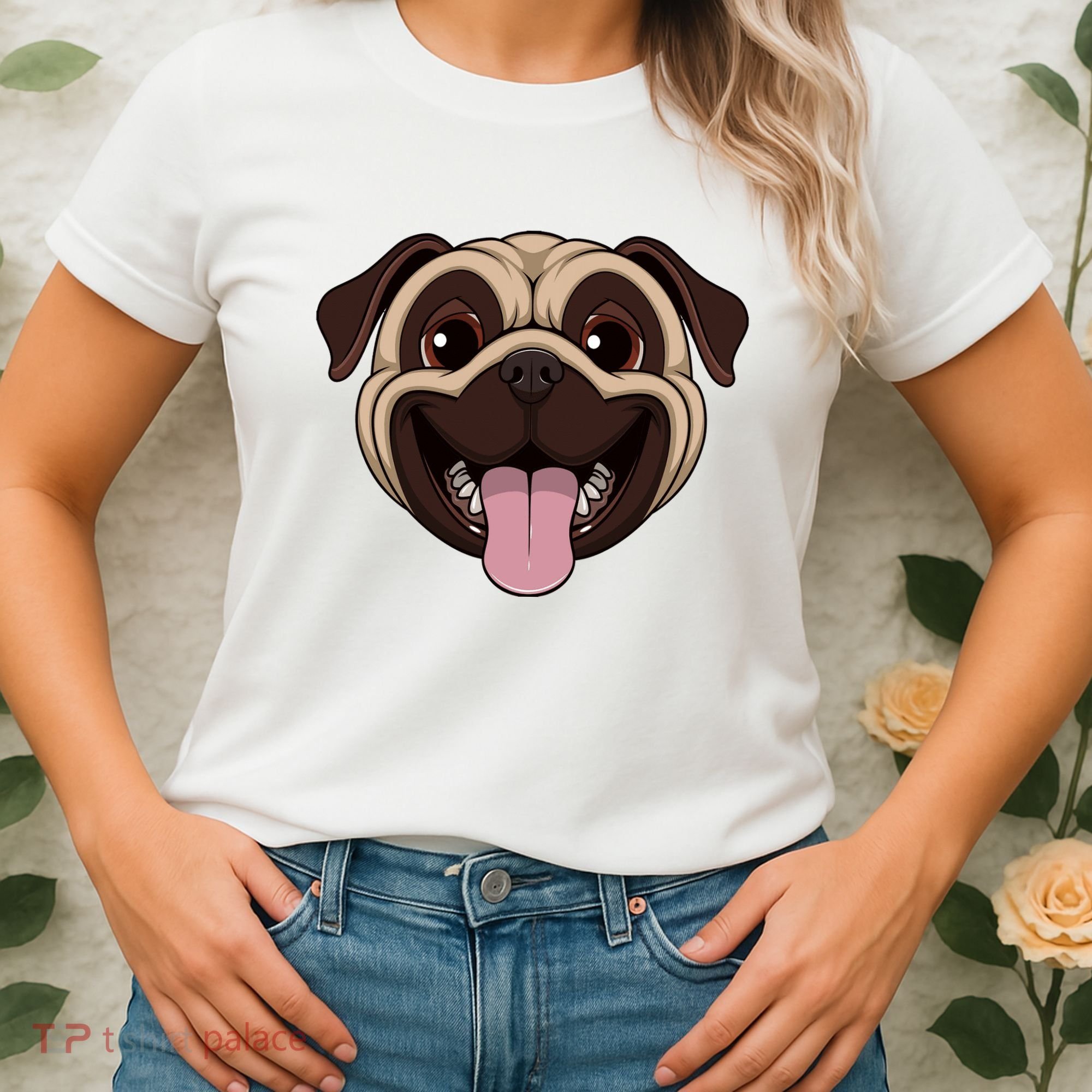 Happy Pug Funny Tongue Women's T-Shirt