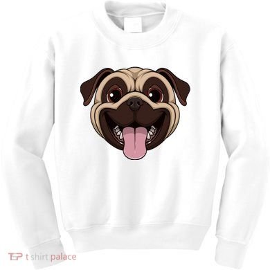 Happy Pug Funny Tongue Kids Sweatshirt