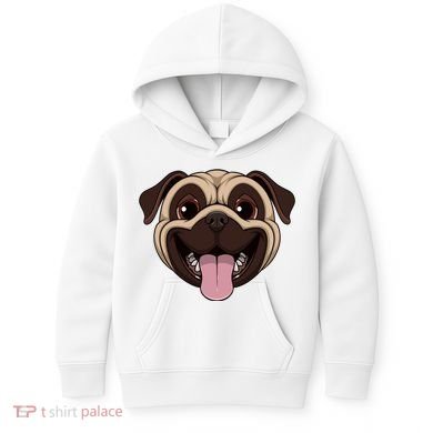 Happy Pug Funny Tongue Kids Hoodie