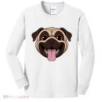 Happy Pug Funny Tongue Kids Long Sleeve Shirt thumb 0
