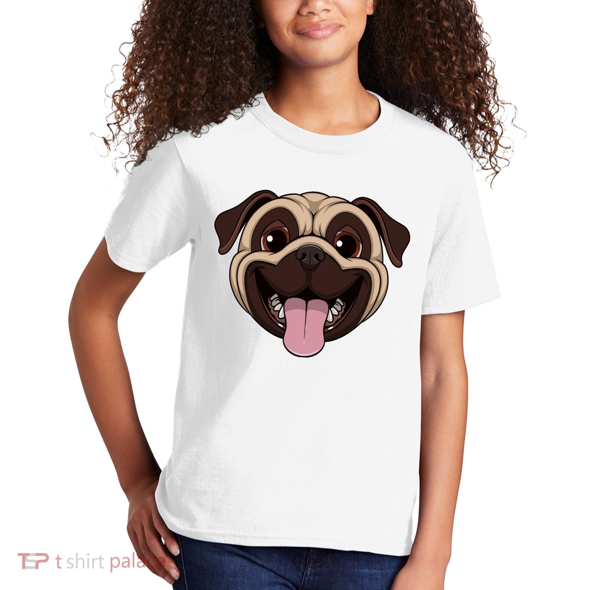 Happy Pug Funny Tongue Kids T-Shirt