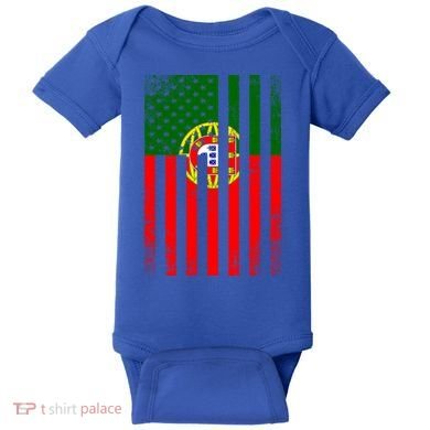Half Portuguese Flag Vintage American Inside Me Usa Gift Baby Bodysuit