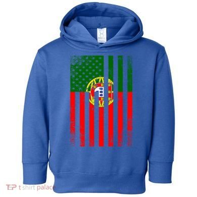 Half Portuguese Flag Vintage American Inside Me Usa Gift Toddler Hoodie