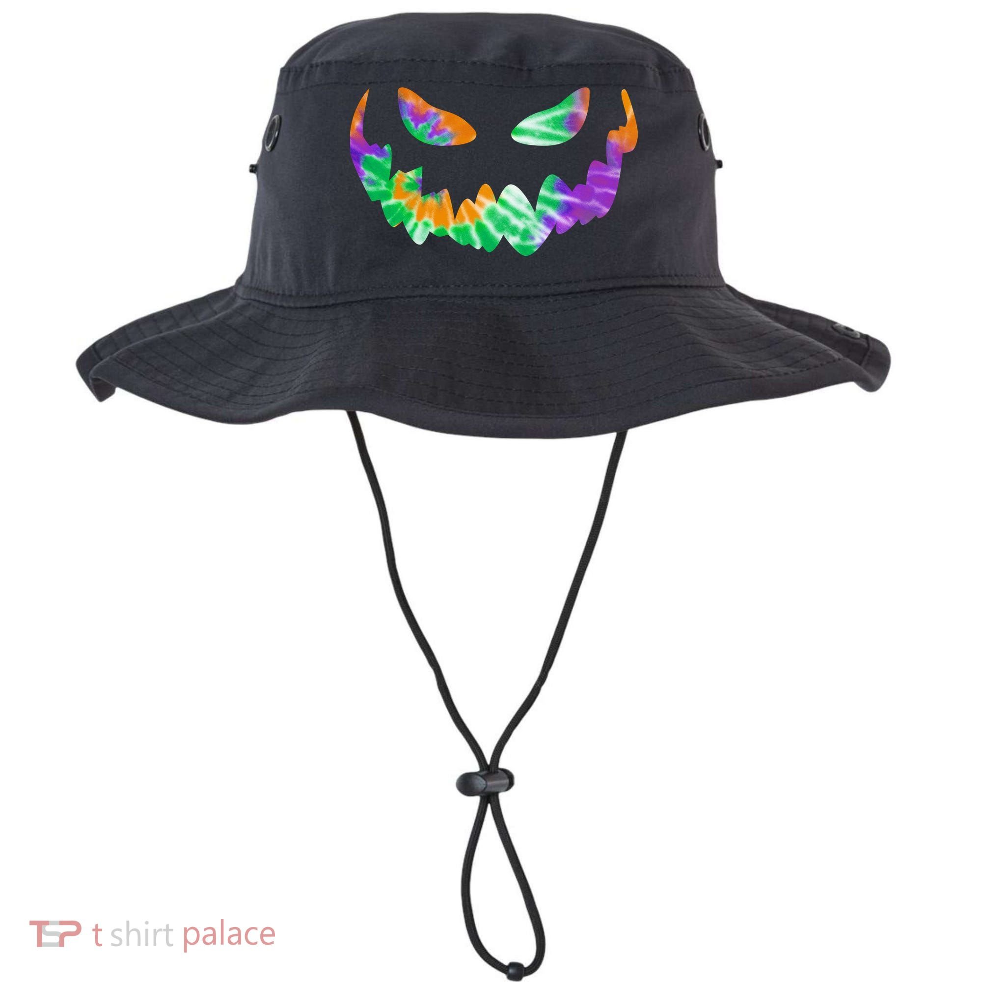 Halloween Pumpkin Green Orange Purple Tie Dye Face Bucket Hat