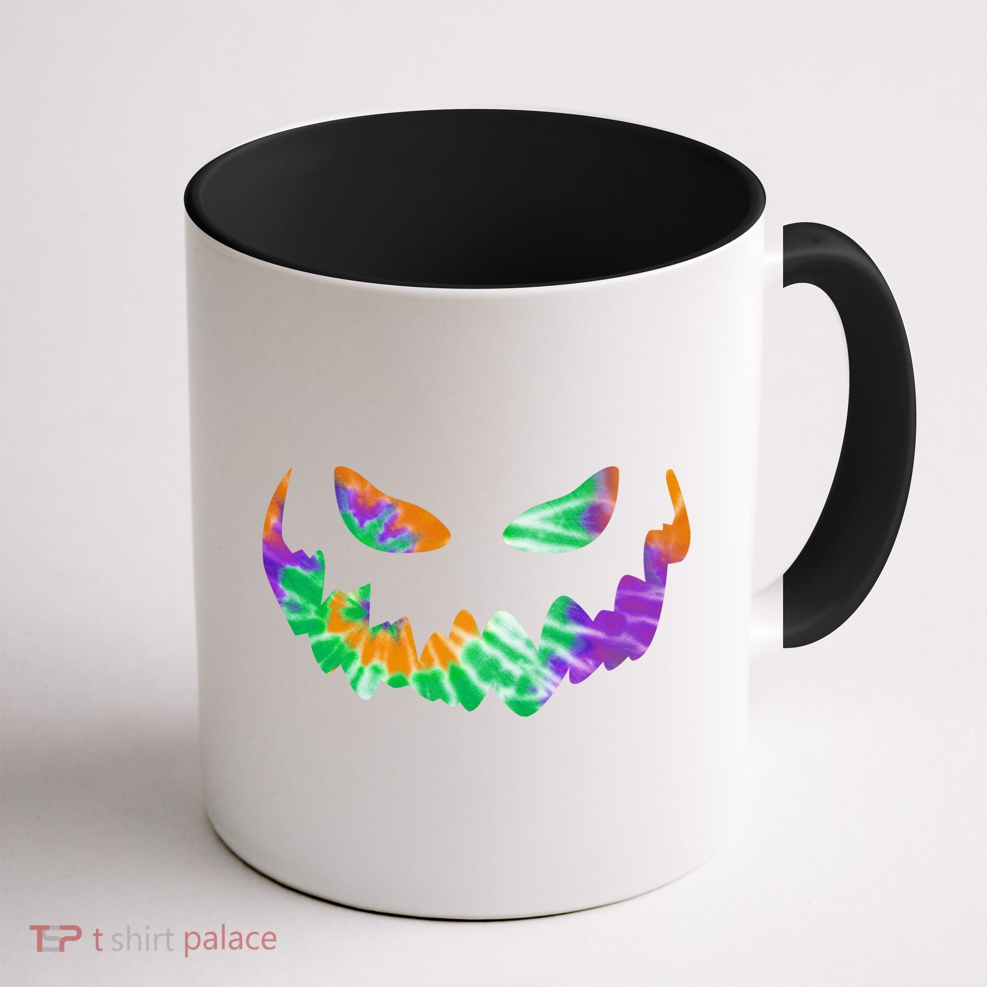 Halloween Pumpkin Green Orange Purple Tie Dye Face Coffee Mug
