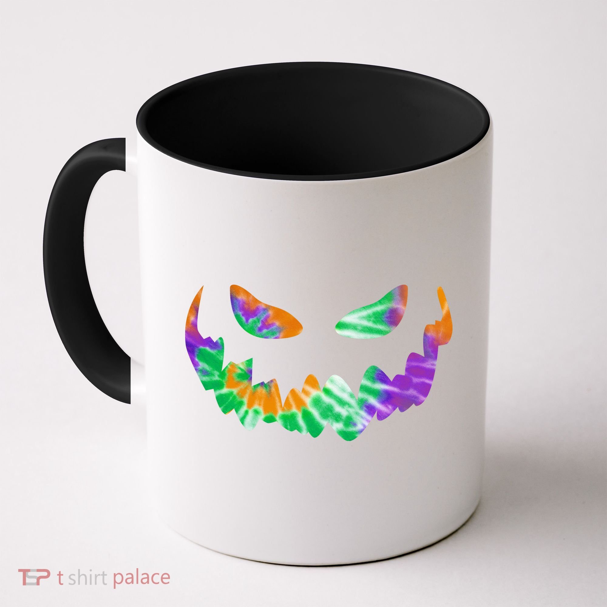 Halloween Pumpkin Green Orange Purple Tie Dye Face Coffee Mug