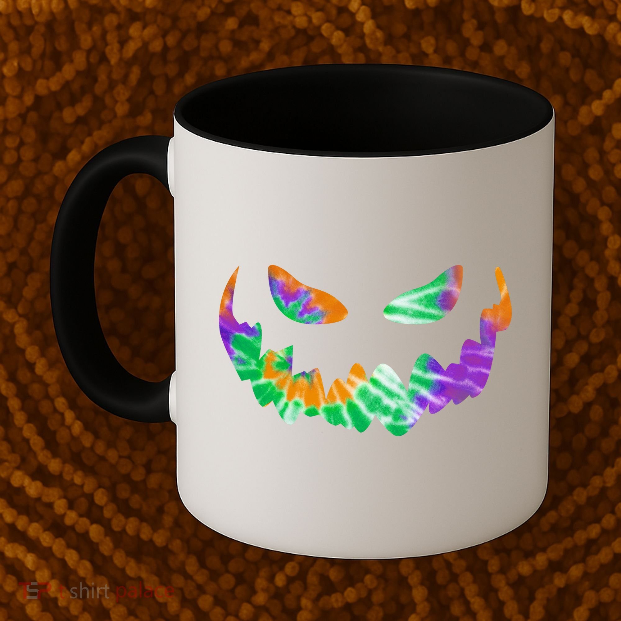 Halloween Pumpkin Green Orange Purple Tie Dye Face Coffee Mug