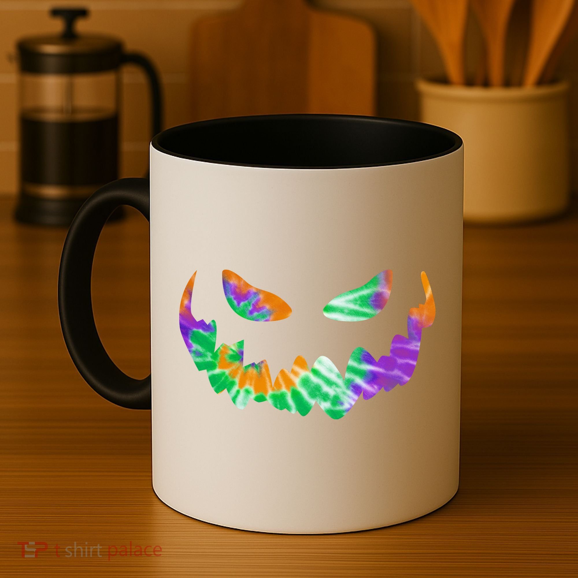 Halloween Pumpkin Green Orange Purple Tie Dye Face Coffee Mug