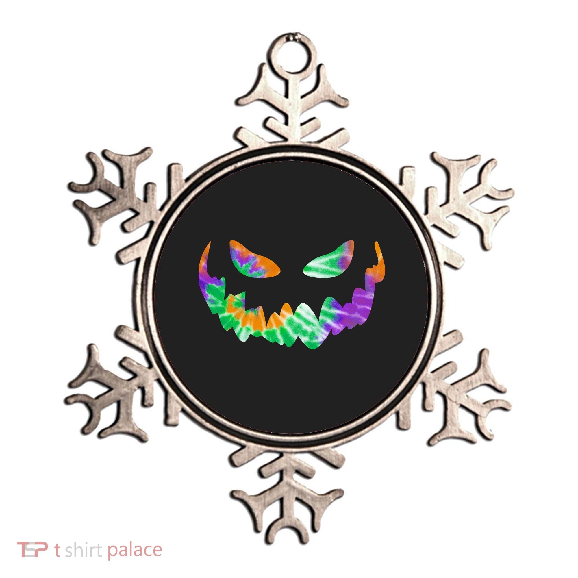 Halloween Pumpkin Green Orange Purple Tie Dye Face Ornament