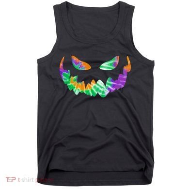 Halloween Pumpkin Green Orange Purple Tie Dye Face Tank Top