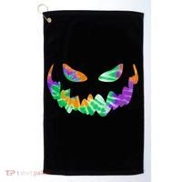 Halloween Pumpkin Green Orange Purple Tie Dye Face Golf Towel thumb 0