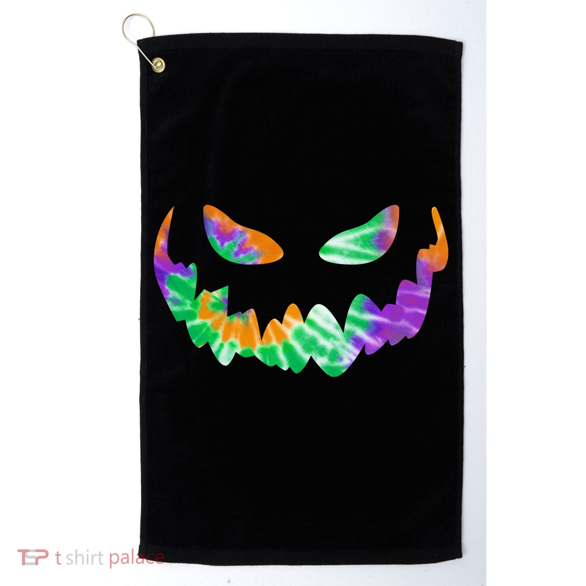 Halloween Pumpkin Green Orange Purple Tie Dye Face Golf Towel