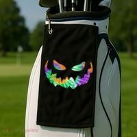 Halloween Pumpkin Green Orange Purple Tie Dye Face Golf Towel thumb 2