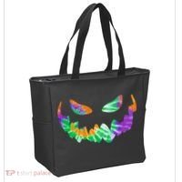 Halloween Pumpkin Green Orange Purple Tie Dye Face Tote Bag thumb 2