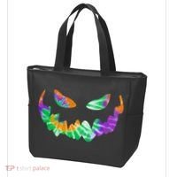 Halloween Pumpkin Green Orange Purple Tie Dye Face Tote Bag thumb 3
