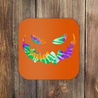 Halloween Pumpkin Green Orange Purple Tie Dye Face Coaster thumb 0