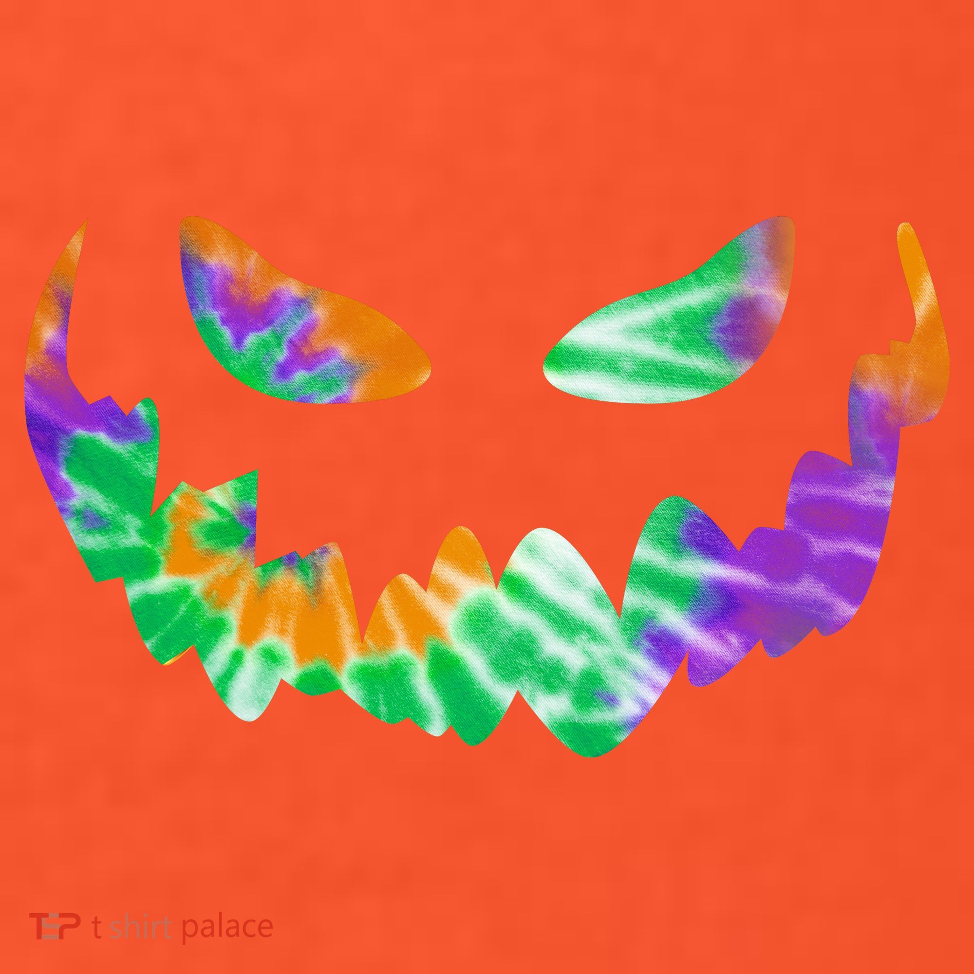 Halloween Pumpkin Green Orange Purple Tie Dye Face Coaster