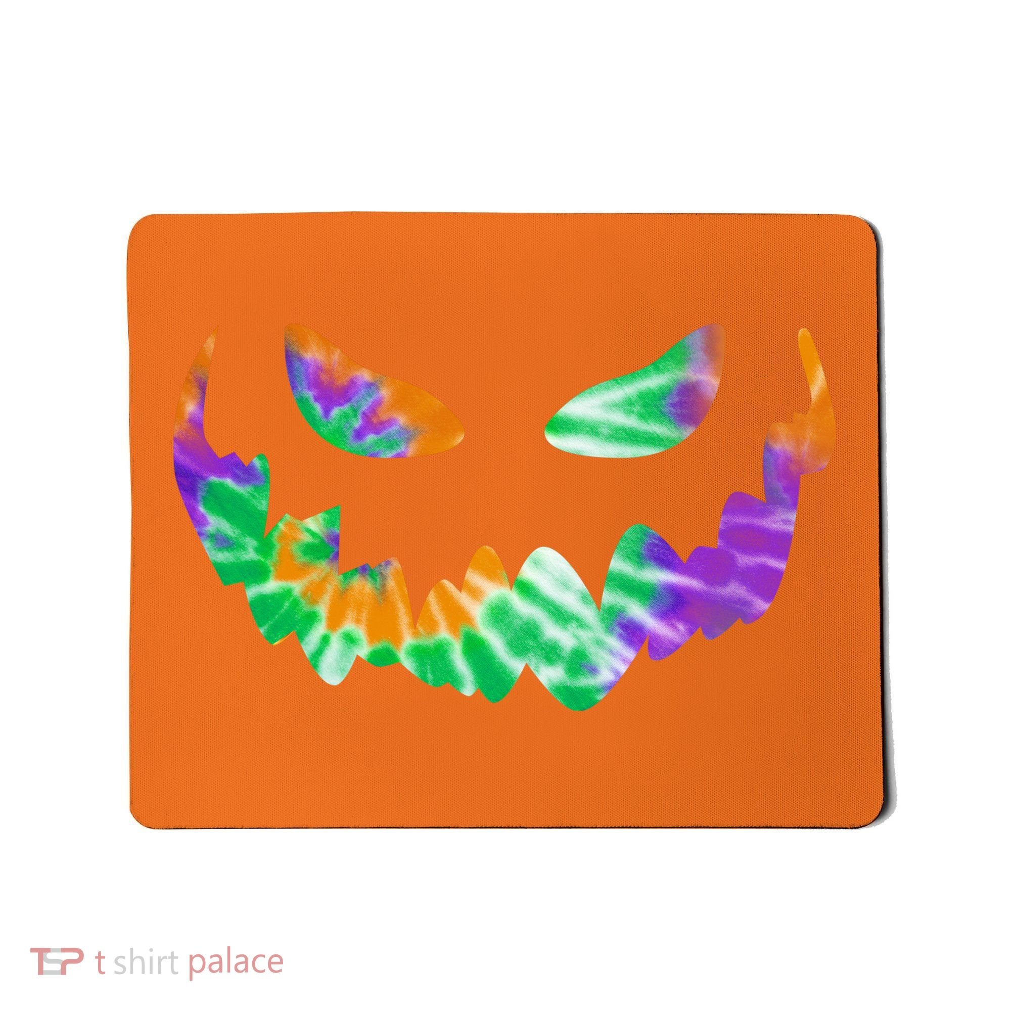 Halloween Pumpkin Green Orange Purple Tie Dye Face Mousepad