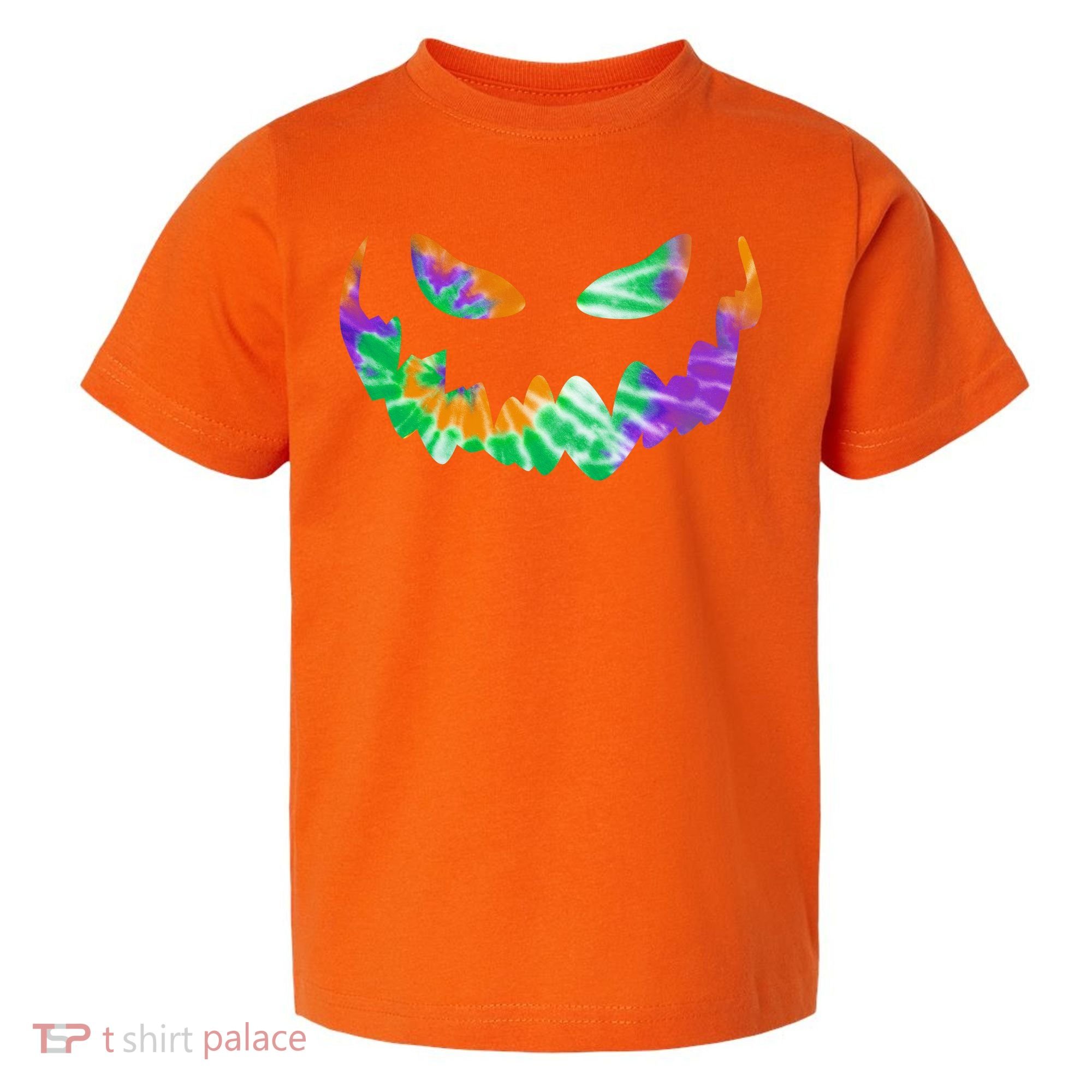 Halloween Pumpkin Green Orange Purple Tie Dye Face Toddler T-Shirt
