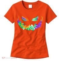 Halloween Pumpkin Green Orange Purple Tie Dye Face Women's T-Shirt thumb 0