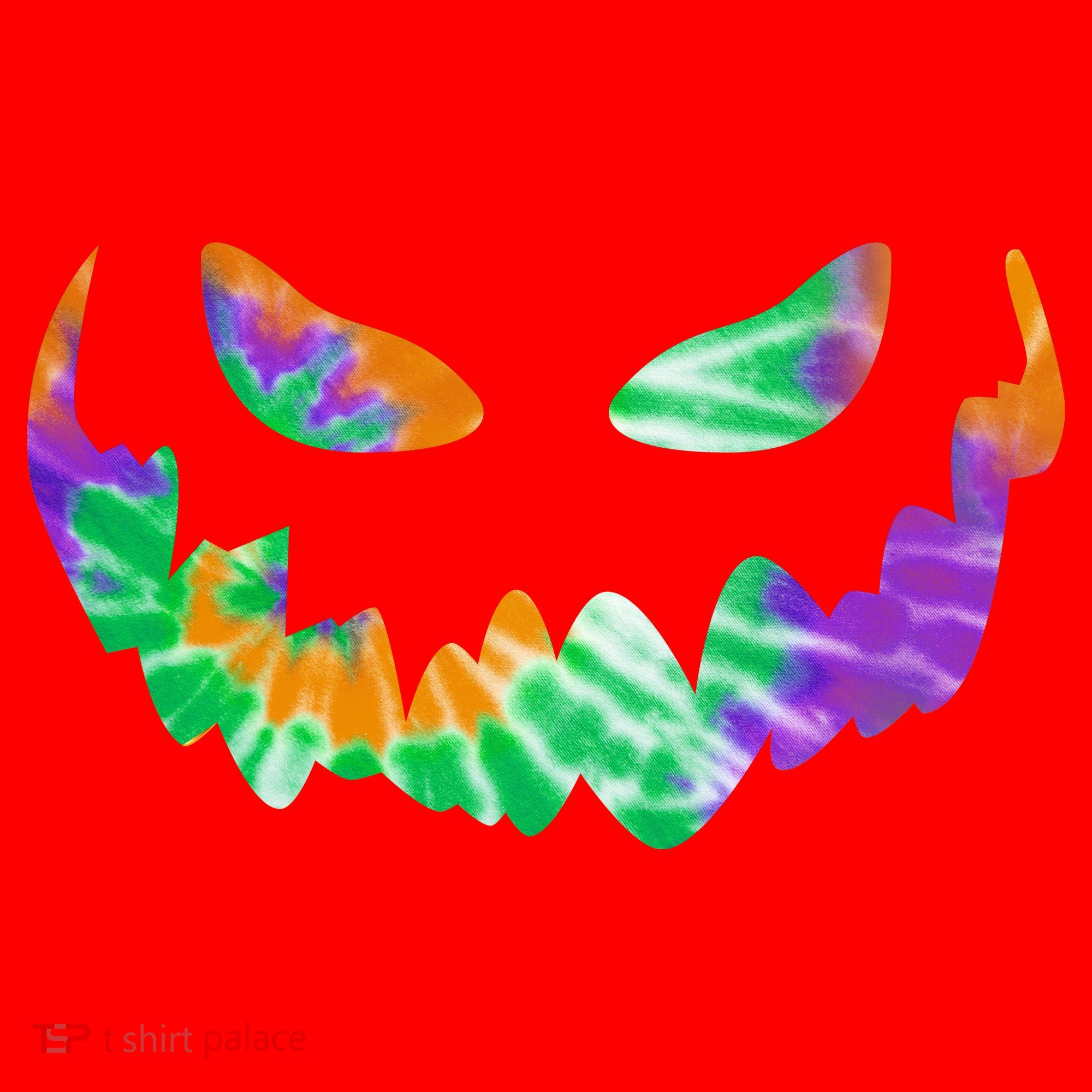 Halloween Pumpkin Green Orange Purple Tie Dye Face Santa Hat