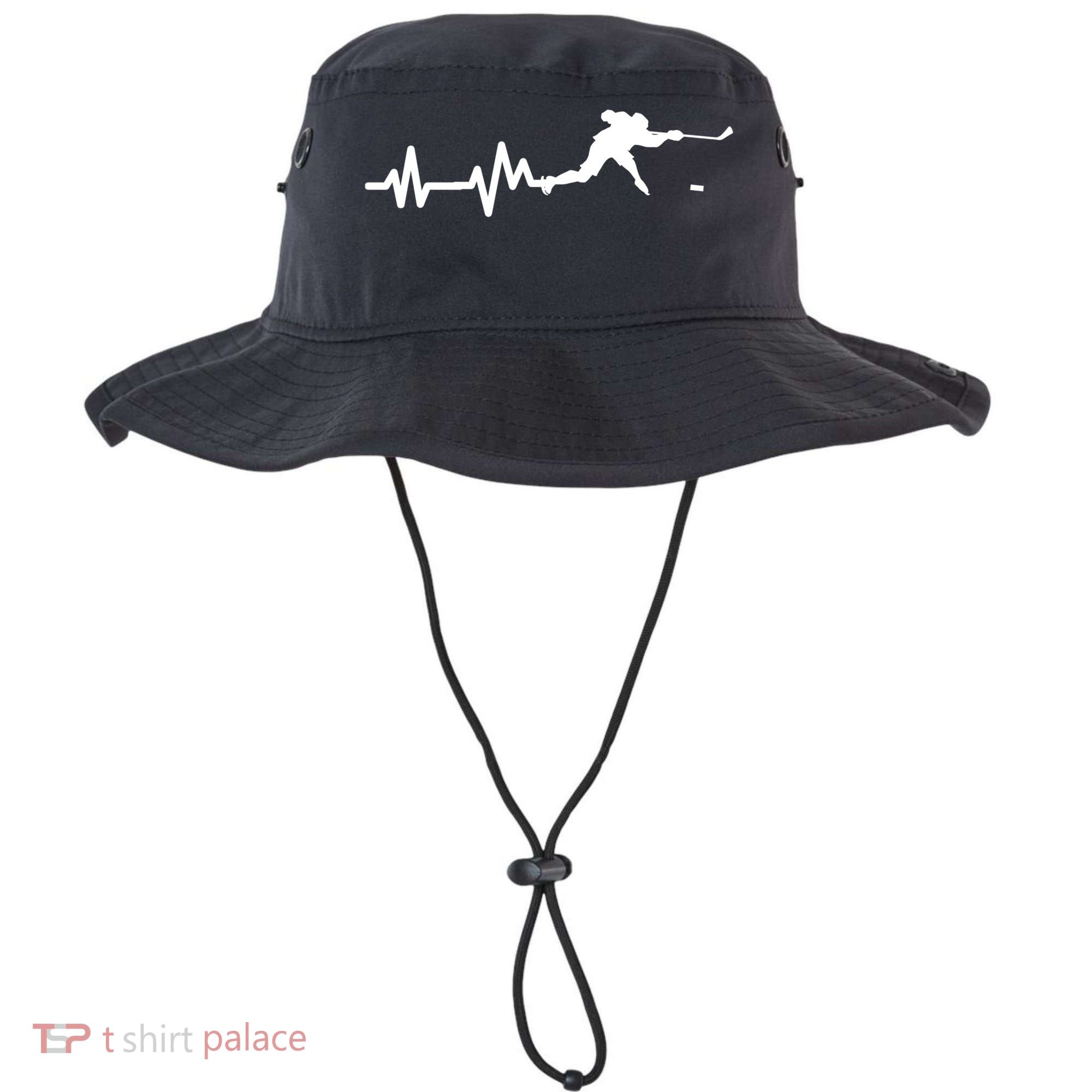 Hockey Player Heartbeat Ice Hockey Gift Meaningful Gift Bucket Hat