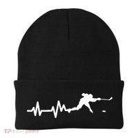 Hockey Player Heartbeat Ice Hockey Gift Meaningful Gift Beanie thumb 0