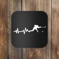 Hockey Player Heartbeat Ice Hockey Gift Meaningful Gift Coaster thumb 0