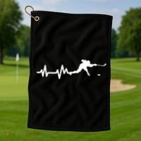 Hockey Player Heartbeat Ice Hockey Gift Meaningful Gift Golf Towel thumb 1