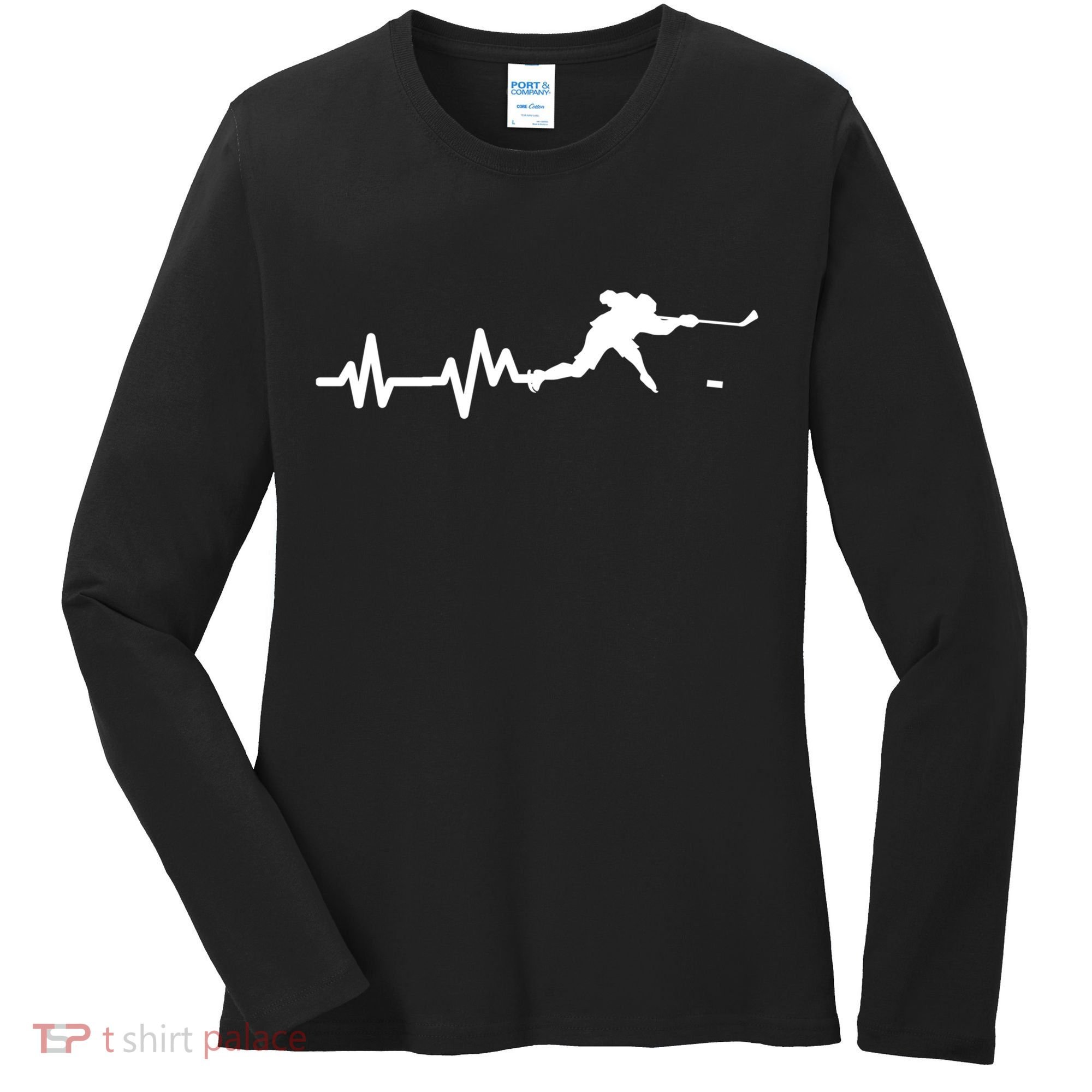 Hockey Player Heartbeat Ice Hockey Gift Meaningful Gift Women's Long Sleeve Shirt