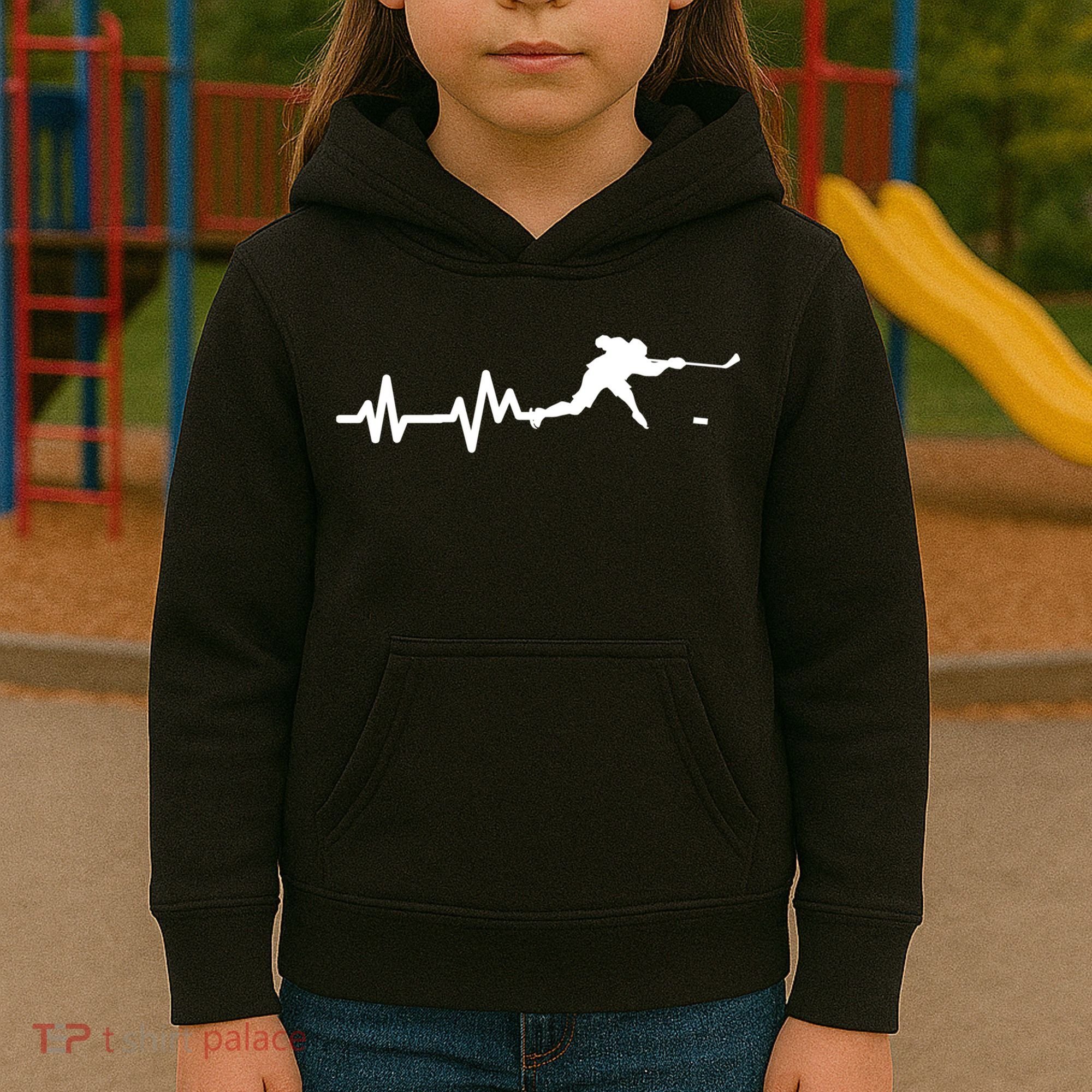Hockey Player Heartbeat Ice Hockey Gift Meaningful Gift Kids Hoodie