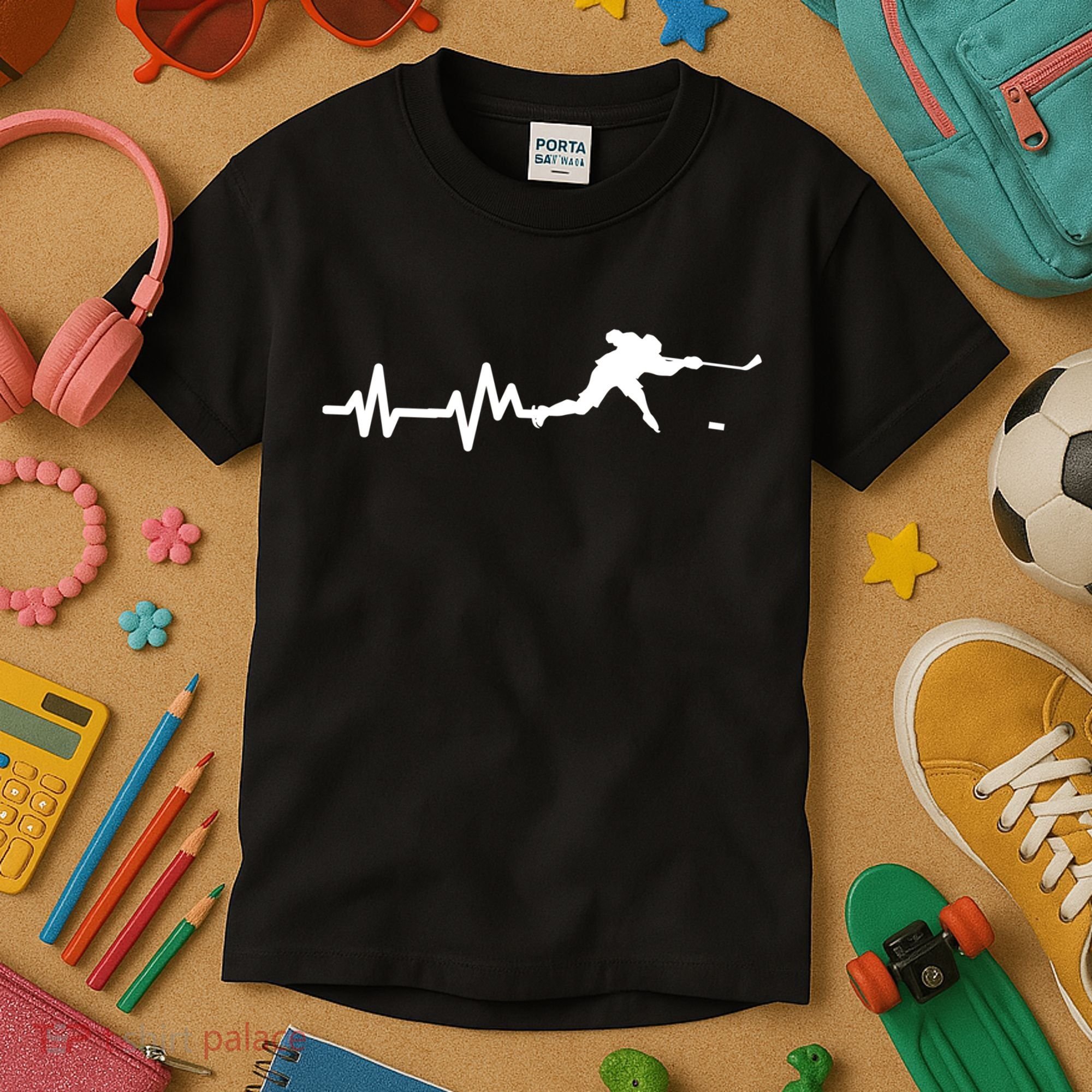 Hockey Player Heartbeat Ice Hockey Gift Meaningful Gift Kids T-Shirt