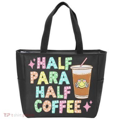 Half Para Half Coffee Groovy Dotted Vintage Teaching Tote Bag