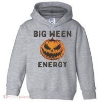 Halloween Pumpkin Head Big Ween Energy Spooky Toddler Hoodie thumb 0