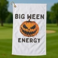 Halloween Pumpkin Head Big Ween Energy Spooky Golf Towel thumb 1