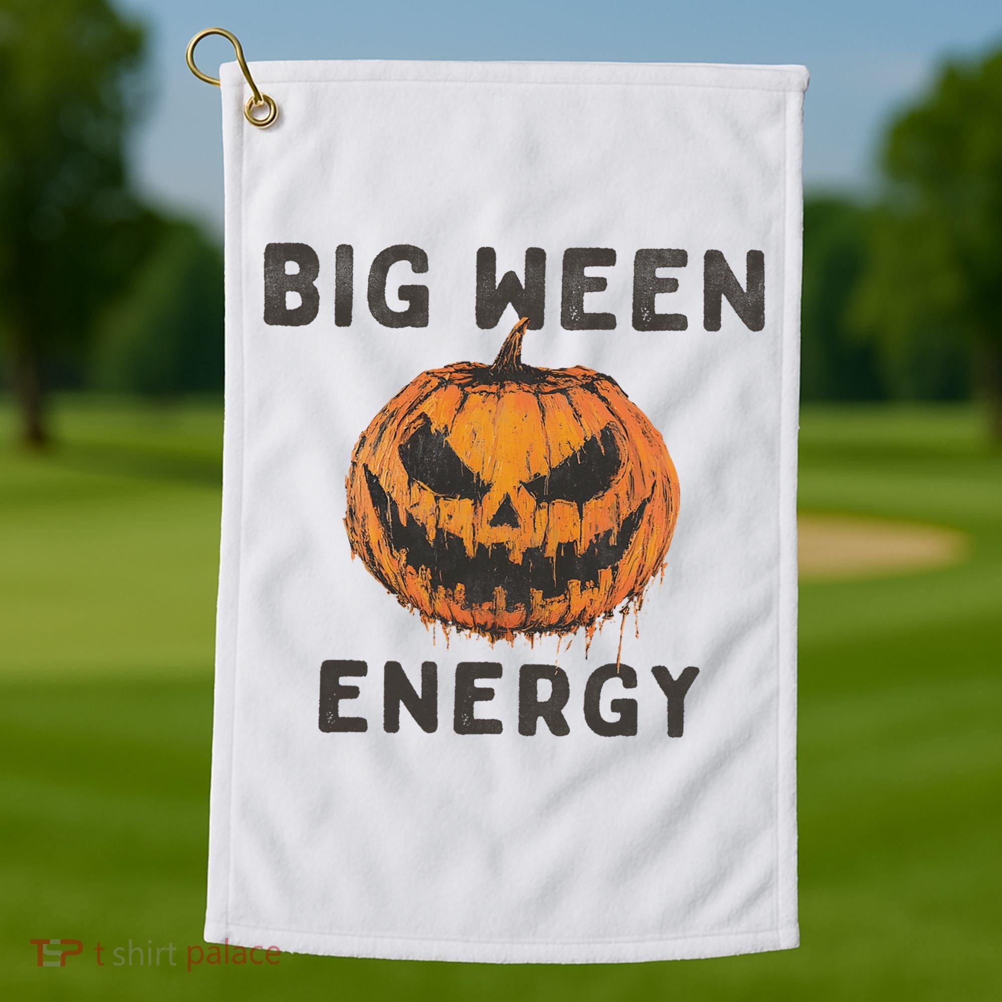 Halloween Pumpkin Head Big Ween Energy Spooky Golf Towel
