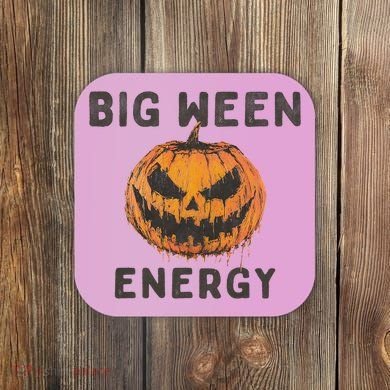 Halloween Pumpkin Head Big Ween Energy Spooky Coaster