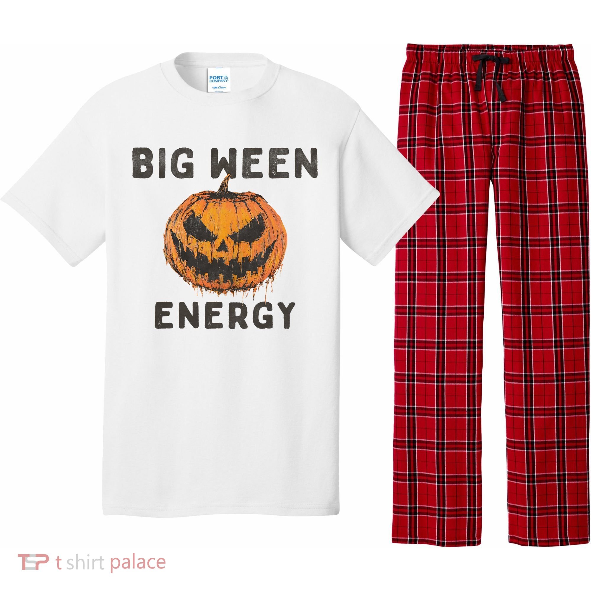 Halloween Pumpkin Head Big Ween Energy Spooky Pajama Set