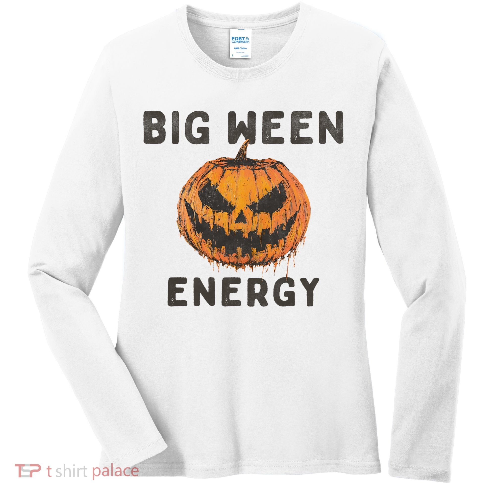 Halloween Pumpkin Head Big Ween Energy Spooky Women's Long Sleeve Shirt