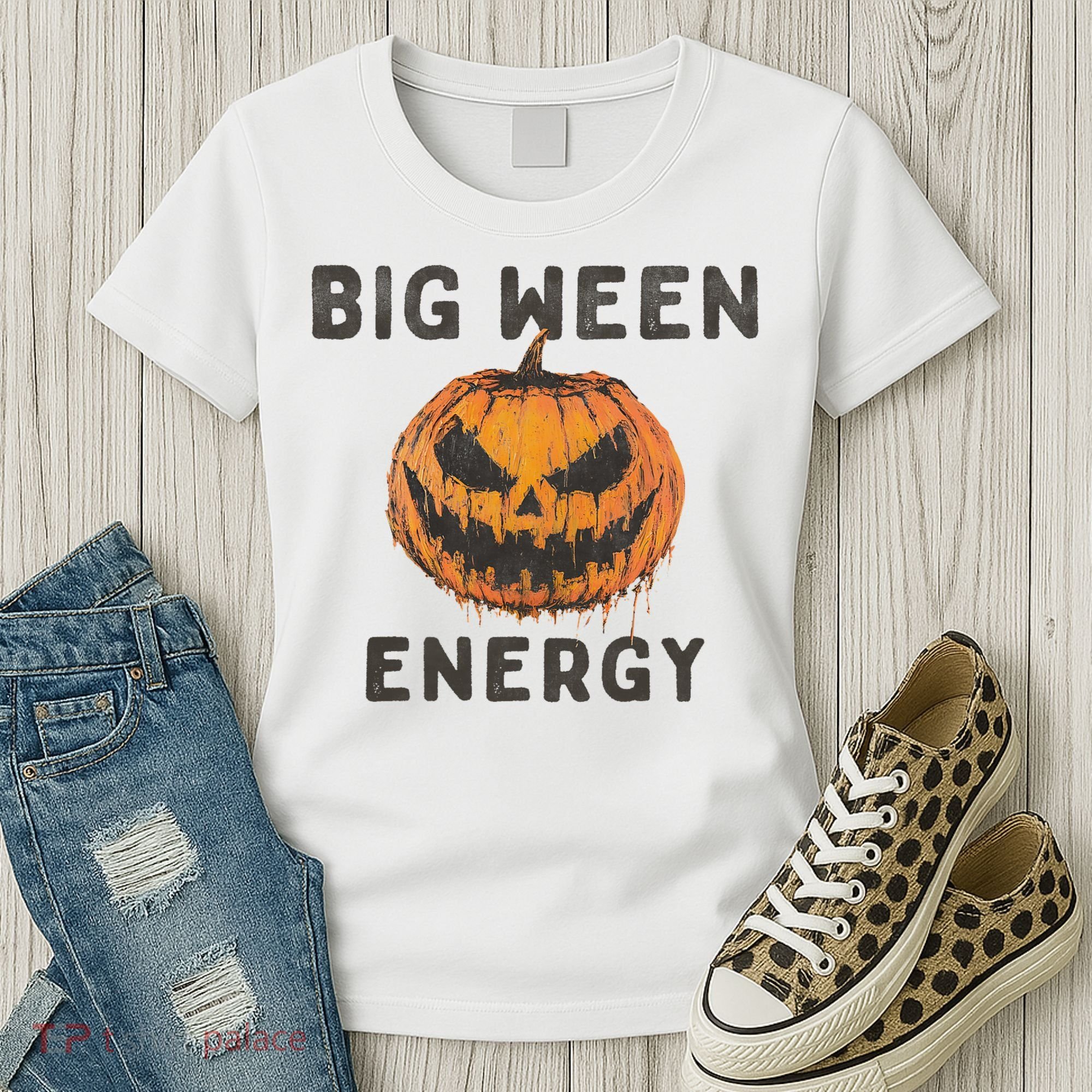 Halloween Pumpkin Head Big Ween Energy Spooky Women's T-Shirt