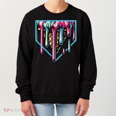 Home Plate Ice Cream Softball Baseball Melting Drip Women's Sweatshirt