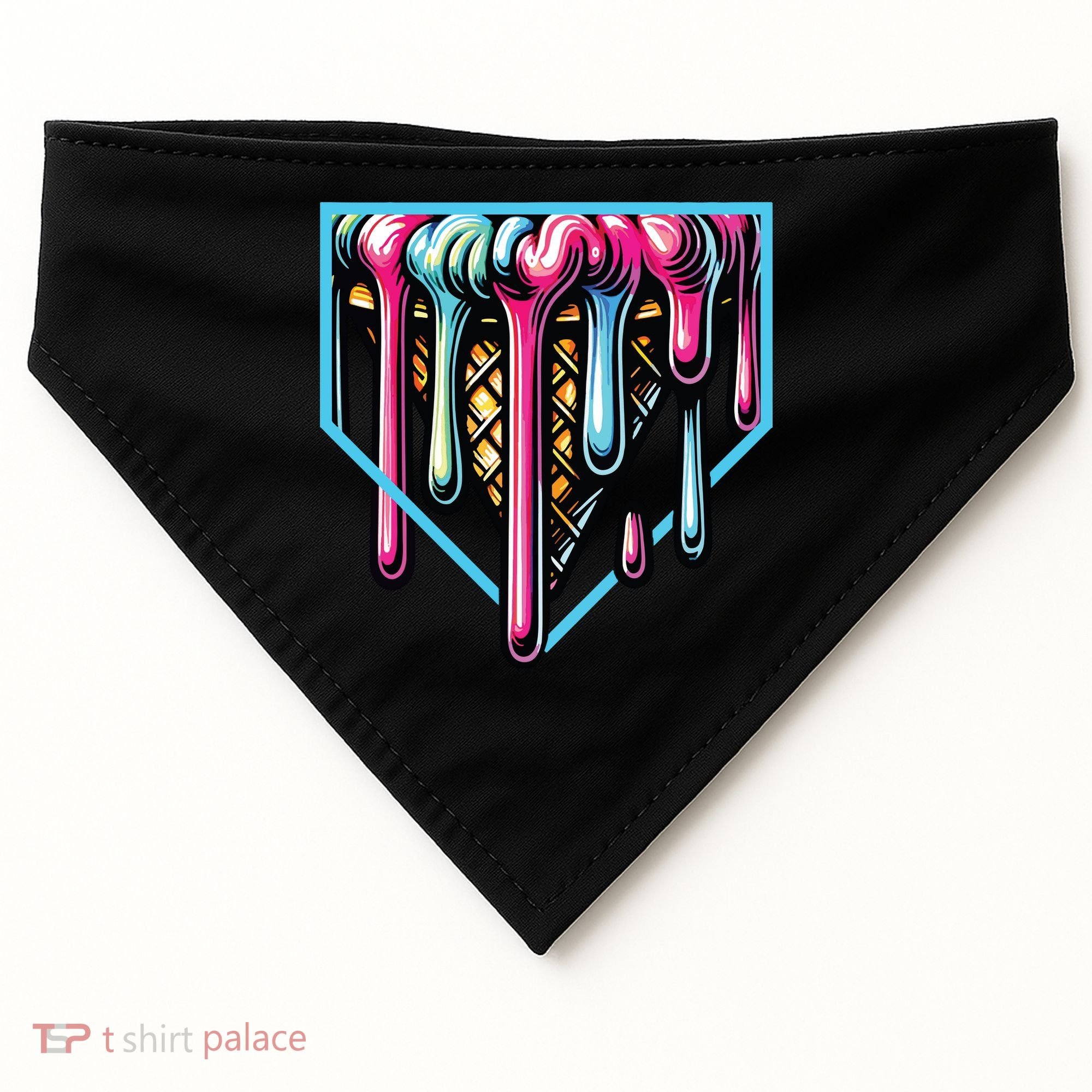 Home Plate Ice Cream Softball Baseball Melting Drip USA-Made Doggie Bandana