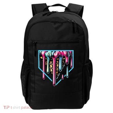 Home Plate Ice Cream Softball Baseball Melting Drip Backpack