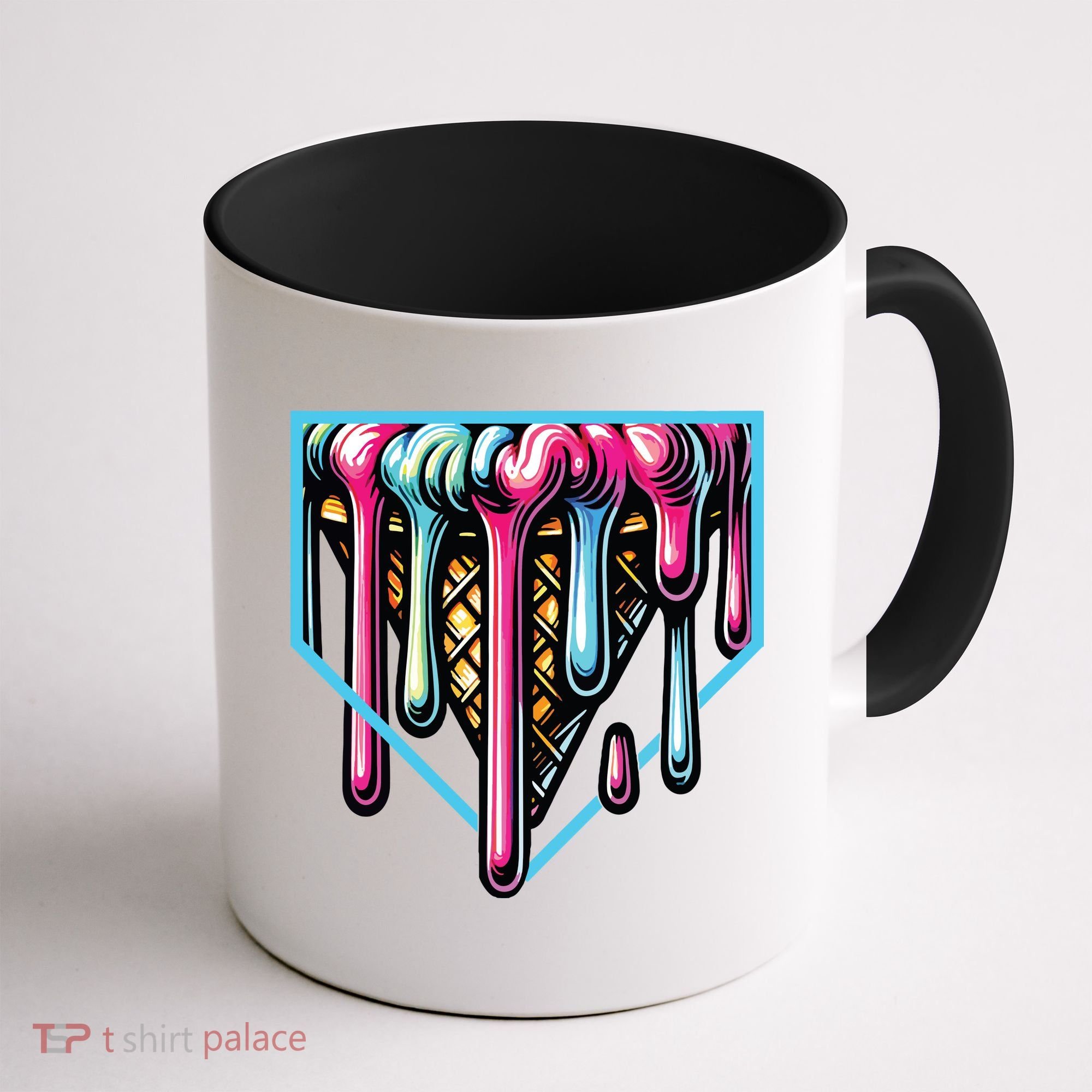 Home Plate Ice Cream Softball Baseball Melting Drip Coffee Mug