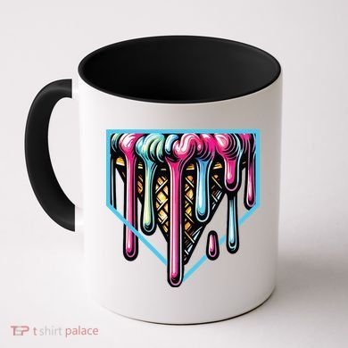 Home Plate Ice Cream Softball Baseball Melting Drip Coffee Mug